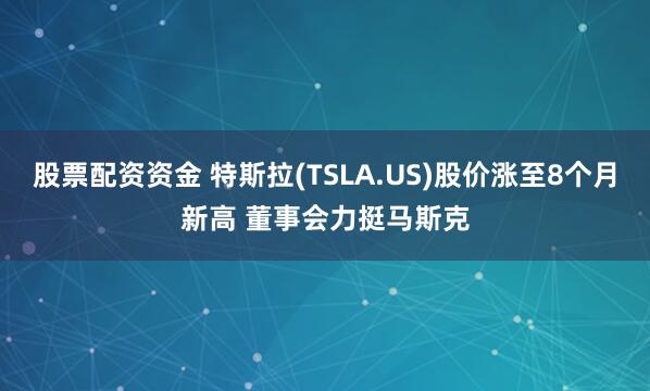 股票配资资金 特斯拉(TSLA.US)股价涨至8个月新高 董事会力挺马斯克